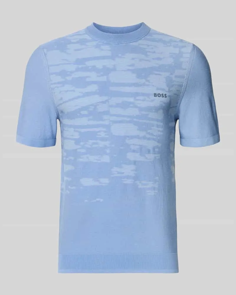 HUGO BOSS Regular Fit T-Shirt aus Viskose-Mix Modell 'KN_Globe TS Blau