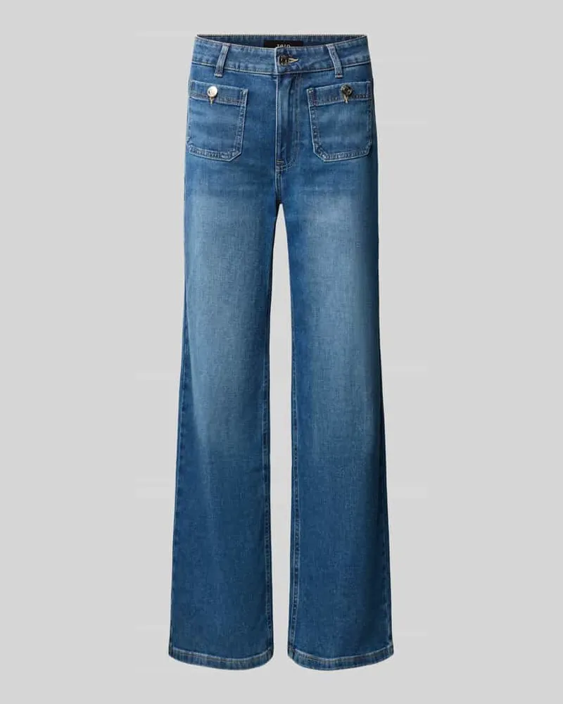 ZERO Wide Fit Jeans mit Pattentaschen Jeansblau