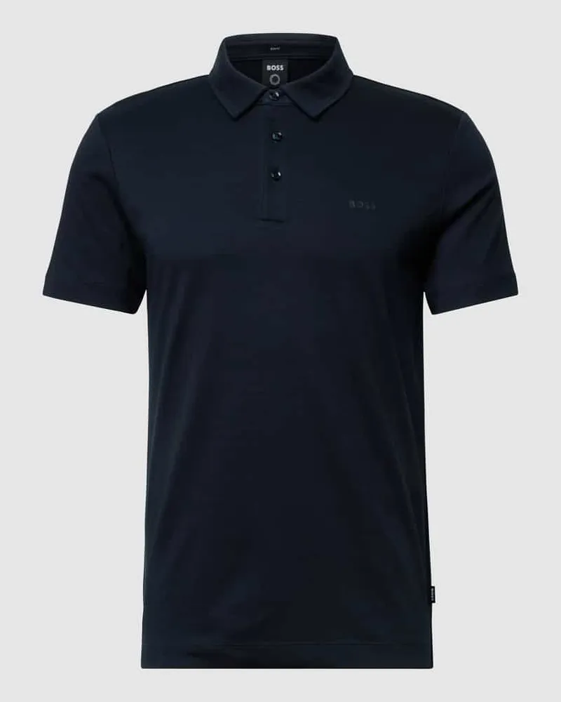 HUGO BOSS Poloshirt mit Brand-Schriftzug Dunkelblau