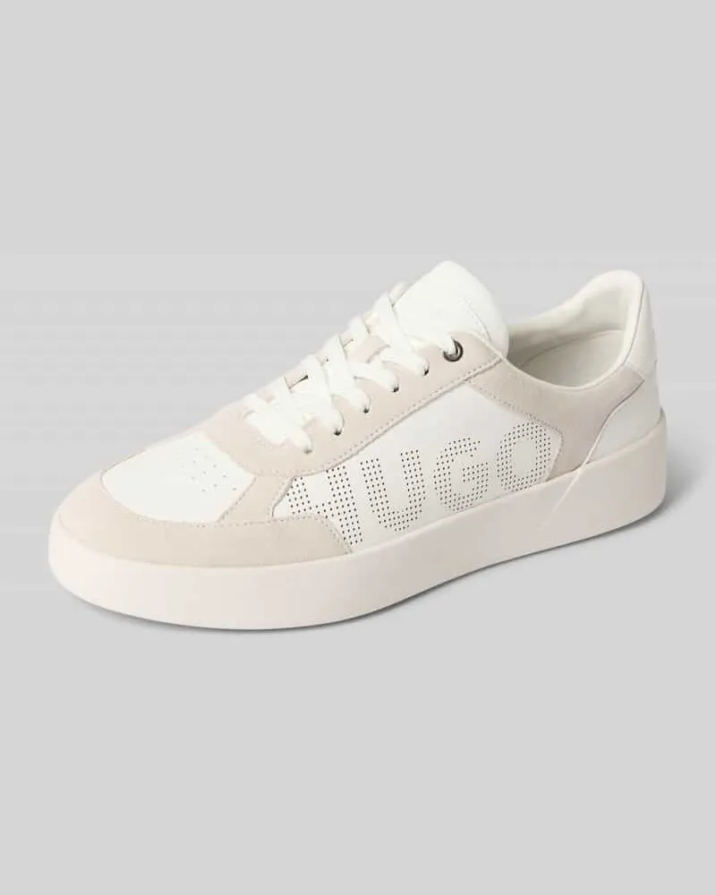 HUGO BOSS Sneaker mit Echtleder Besatz Modell 'Lyde_tenn_sdpu Weiss