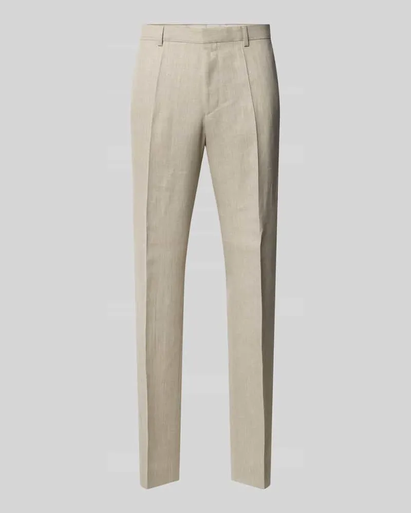 HUGO BOSS Regular Fit Anzughose aus Leinen-Mix Modell 'LEON Beige
