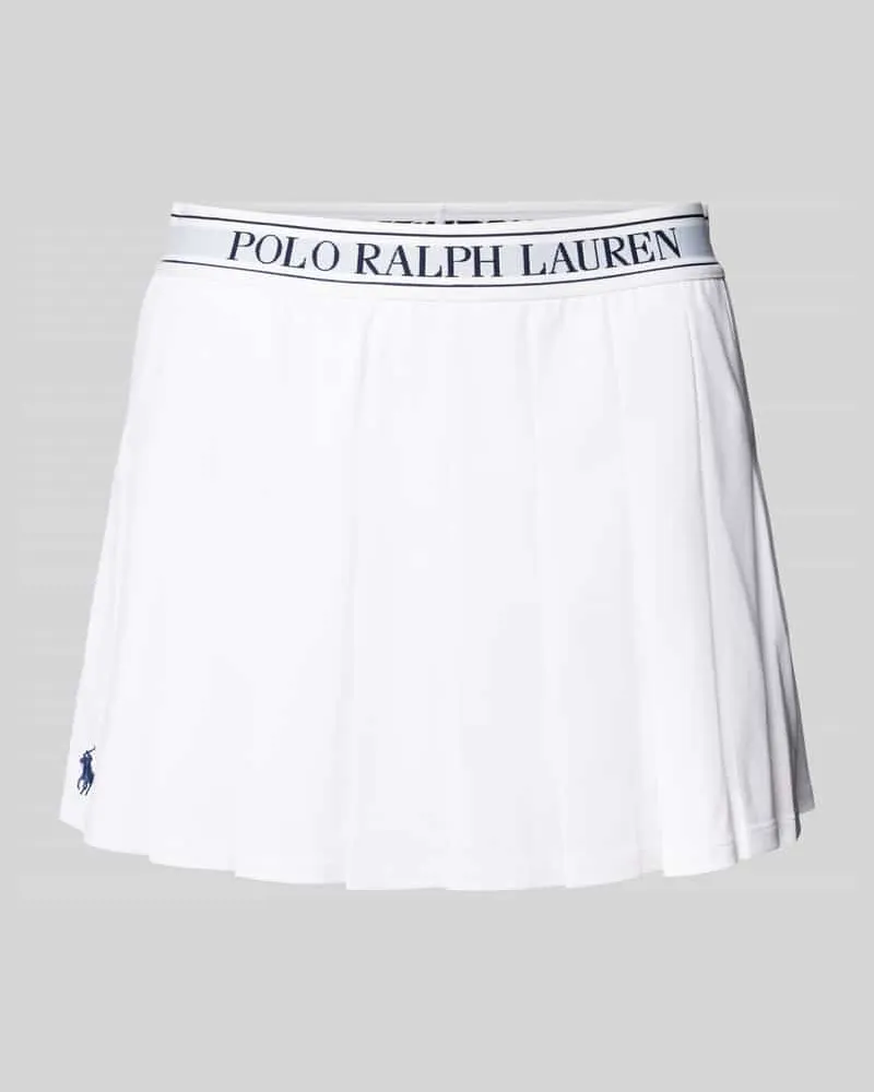Ralph Lauren Minirock mit gelegten Falten und elastischem Bund Weiss