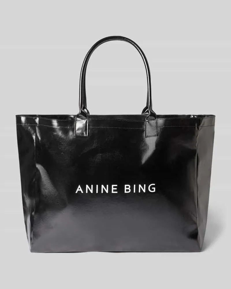 Anine Bing Shopper mit Logo-Schriftzug Black
