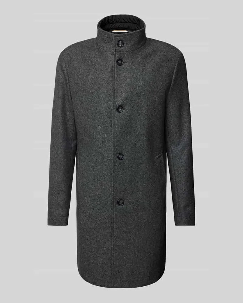 HUGO BOSS Wollmantel mit Stehkragen Modell 'Hyde Anthrazit