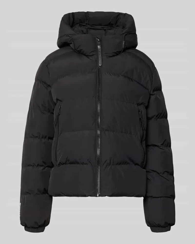 Superdry. Regular Fit Jacke in Stepp-Optik Black
