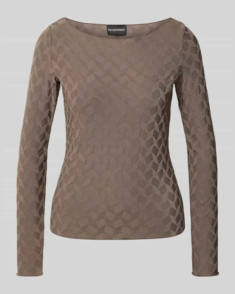 Emporio Armani Longsleeve mit U-Boot-Ausschnitt Taupe