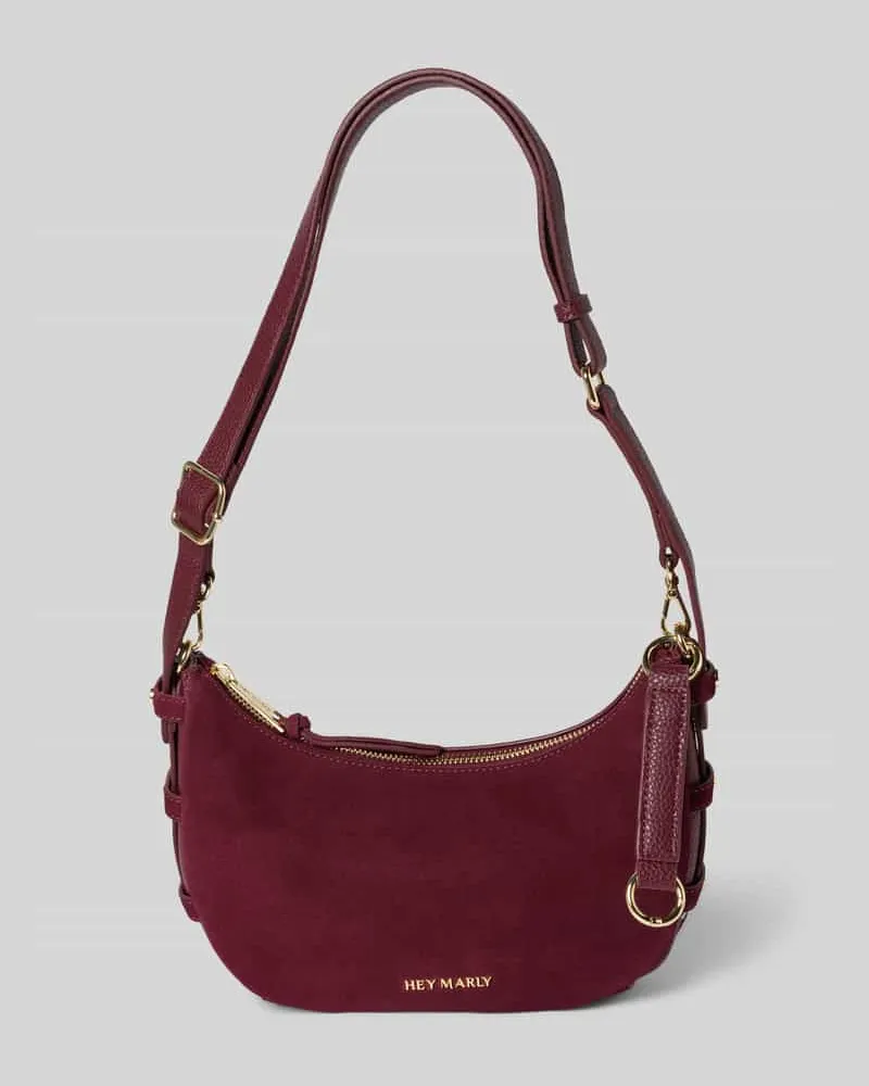 Hey Marly Handtasche aus Rindsleder mit Label-Applikation Dunkelrot
