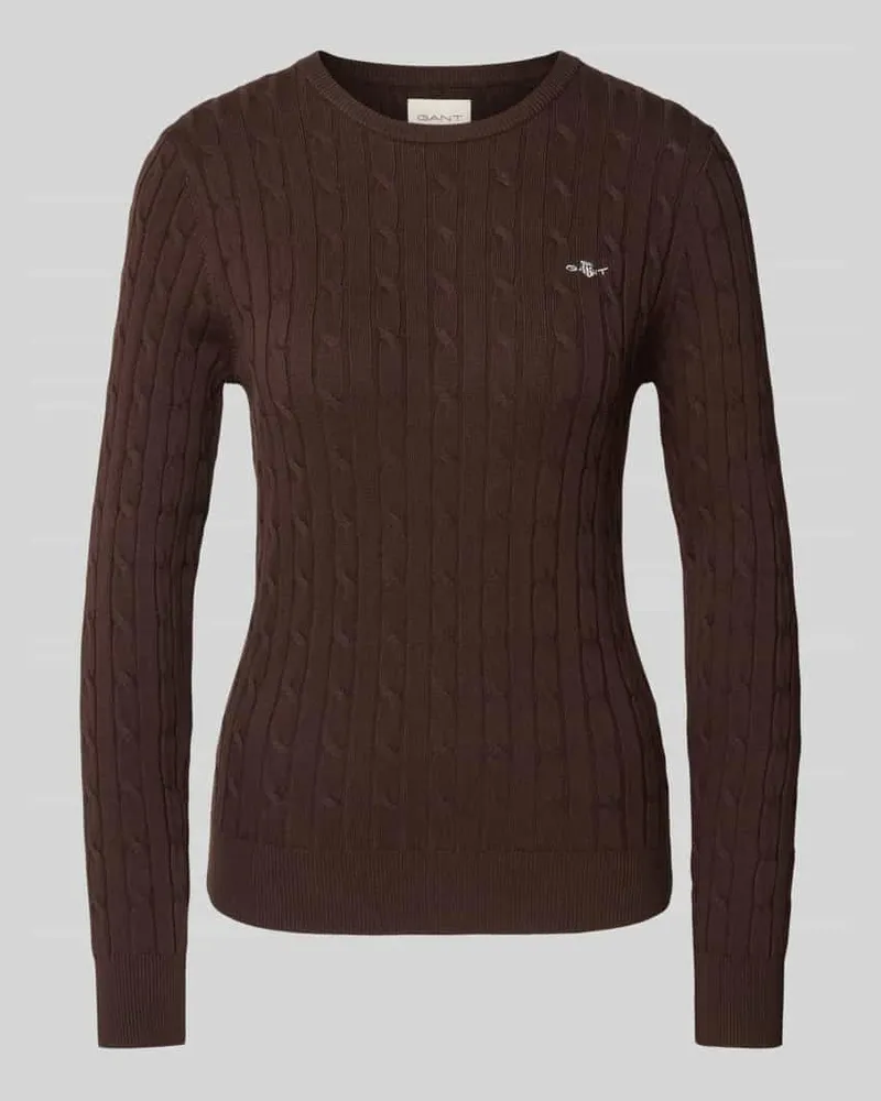 Gant Strickpullover mit Zopfmuster Mittelbraun