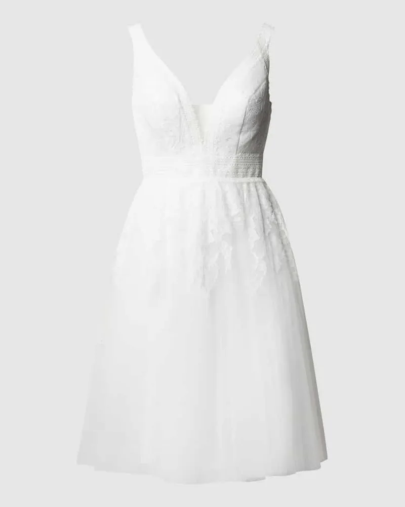 LUXUAR Brautkleid mit floralen Stickereien Offwhite