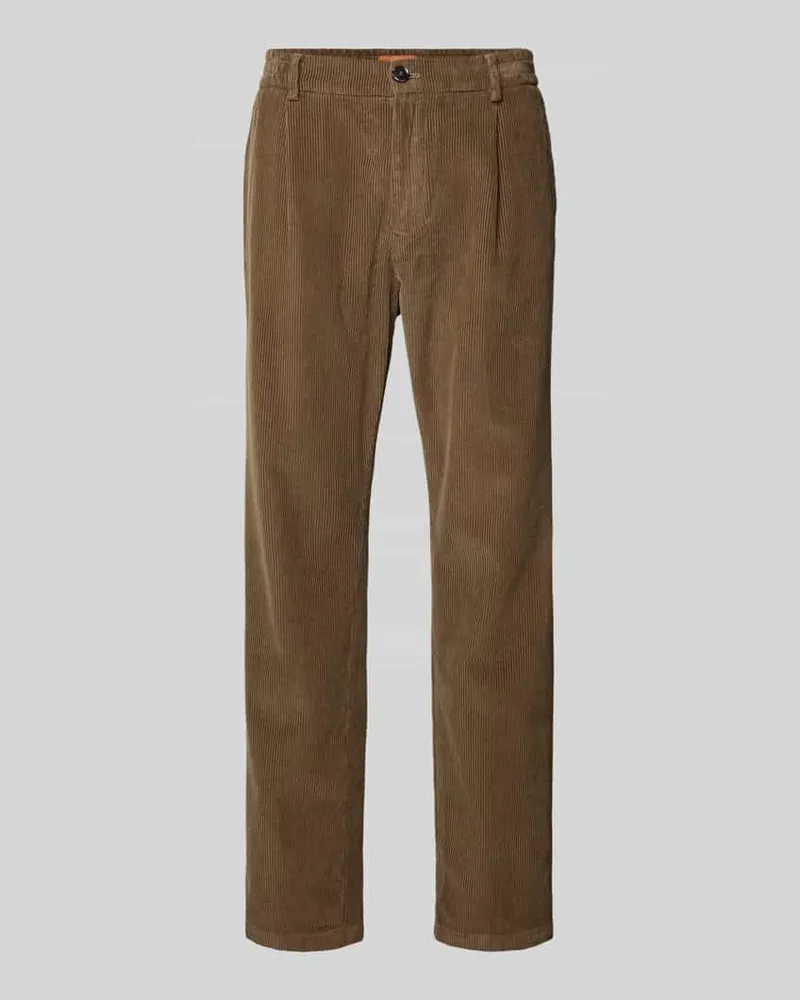 CRUNA Straight Fit Cordhose mit Bundfalten Modell 'Mitte Taupe