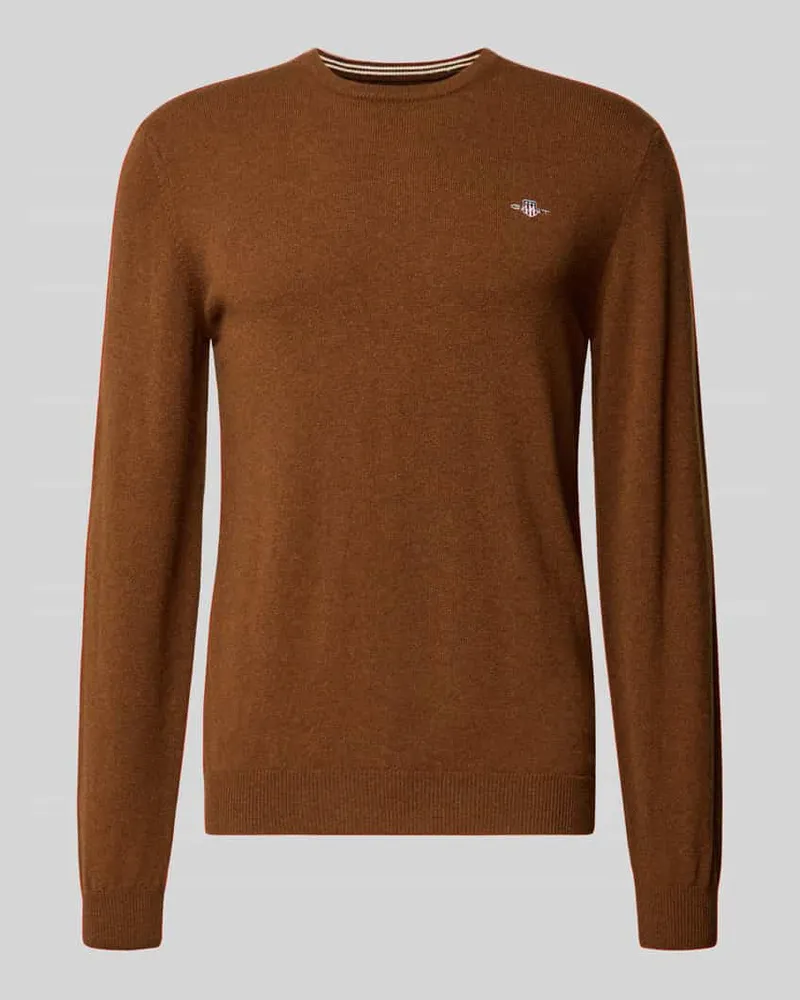 Gant Strickpullover mit gerippten Abschlüssen Schoko