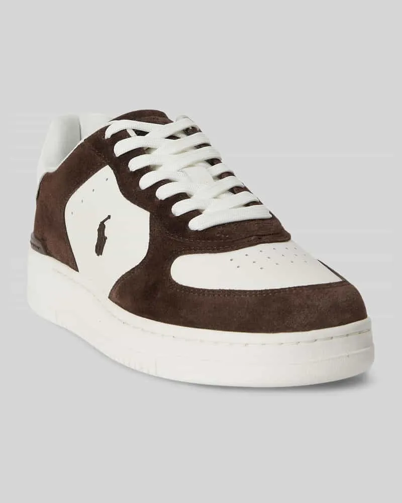 Ralph Lauren Sneaker Low aus Rindsleder mit Logo-Schriftzug Dunkelbraun