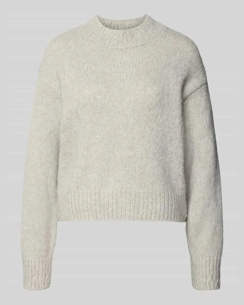 Marc Cain Pullover aus Wolle Alpaka mit Rippbündchen Mittelgrau