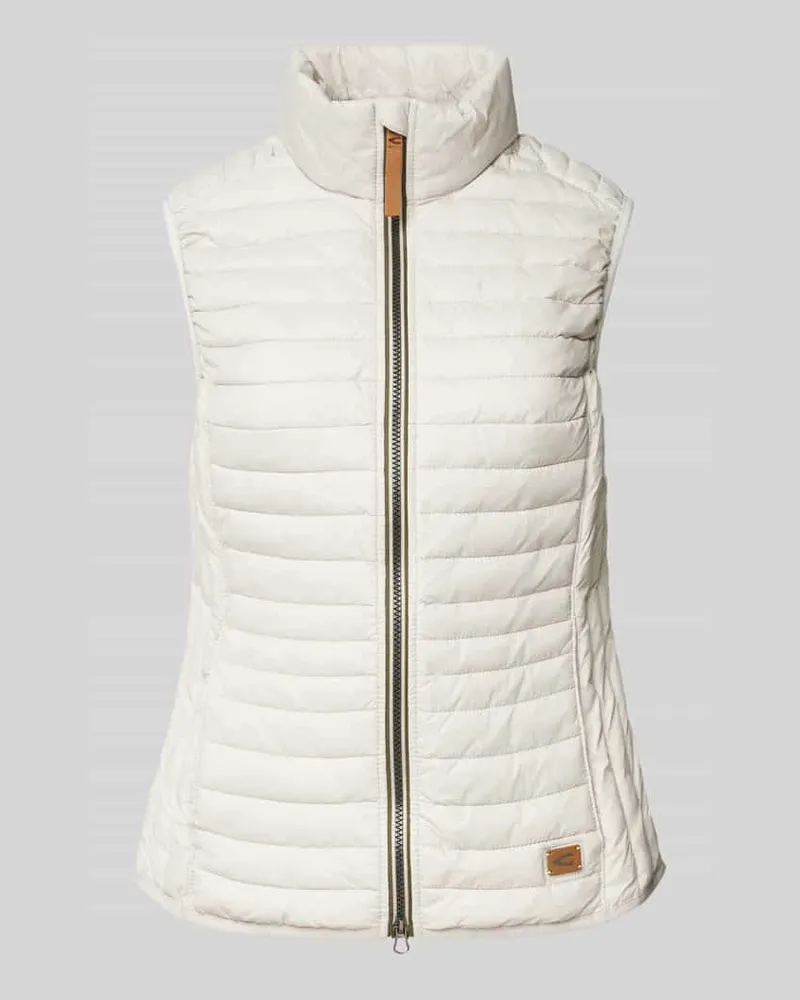 Camel Active Regular Fit Steppweste mit Stehkragen und Label-Detail Offwhite