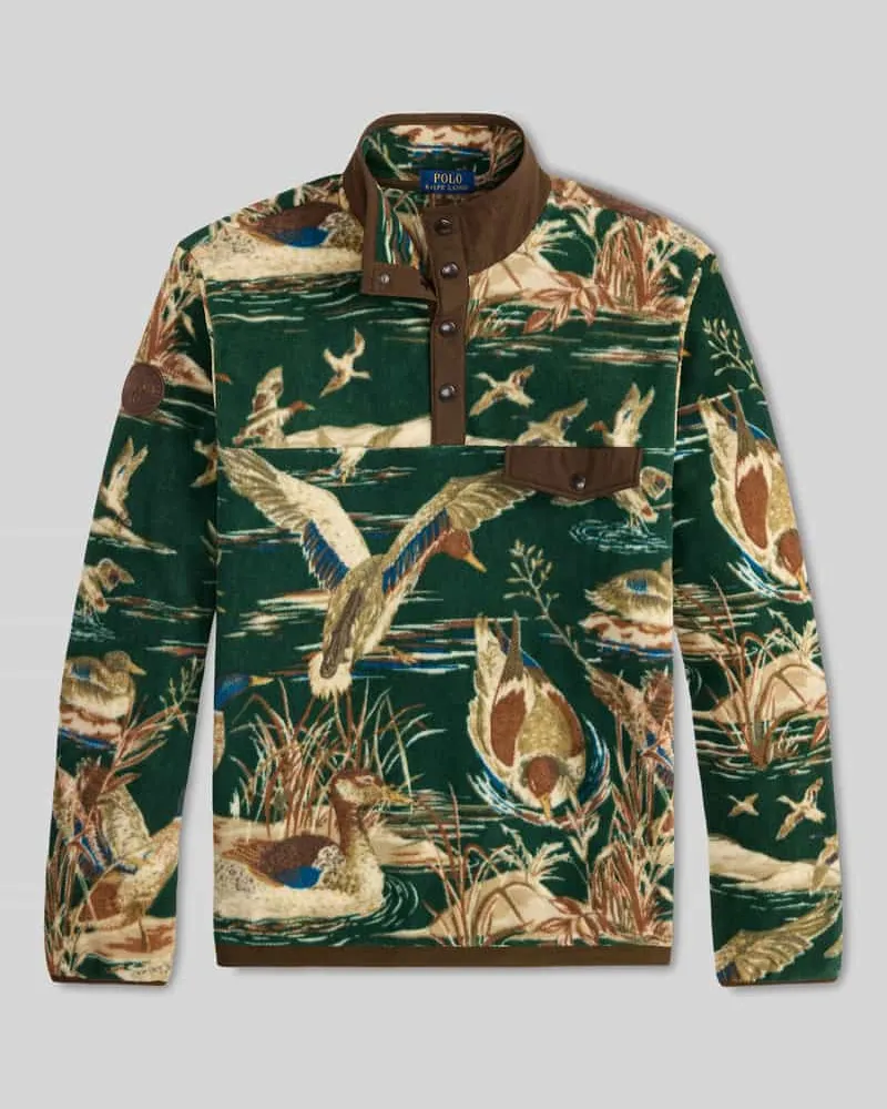 Ralph Lauren Regular Fit Sweatshirt aus Fleece mit Logo-Patch Modell 'VNTG Dunkelgruen