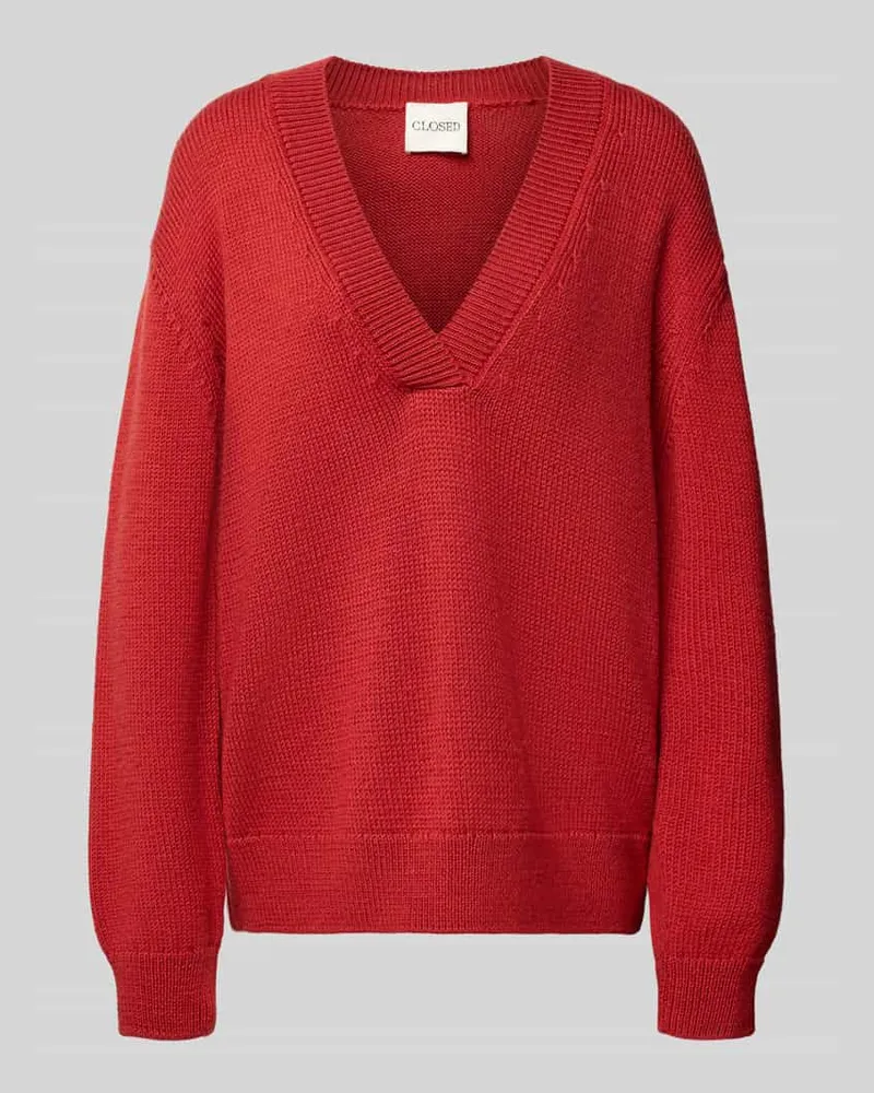 Closed Oversized Pullover aus Lanawoll-Mix Rot