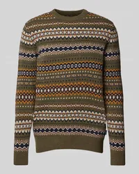 Barbour Strickpullover mit Rundhalsausschnitt Modell 'Case Fairisle Gruen