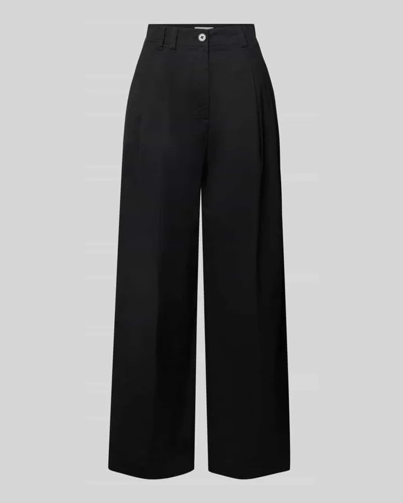 Marc O'Polo Wide Leg Bundfaltenhose aus Baumwoll-Mix Black