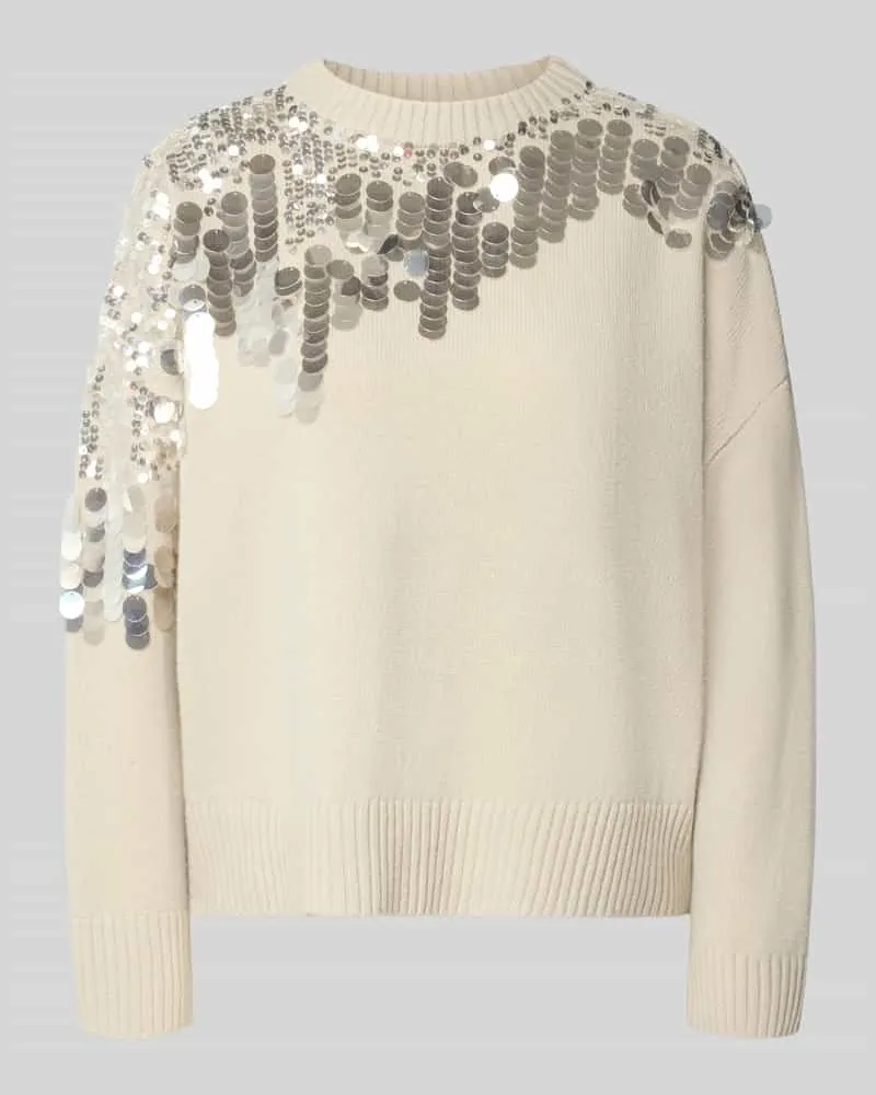 MARELLA Regular Fit Pullover aus reiner Wolle Modell 'Calcio Offwhite