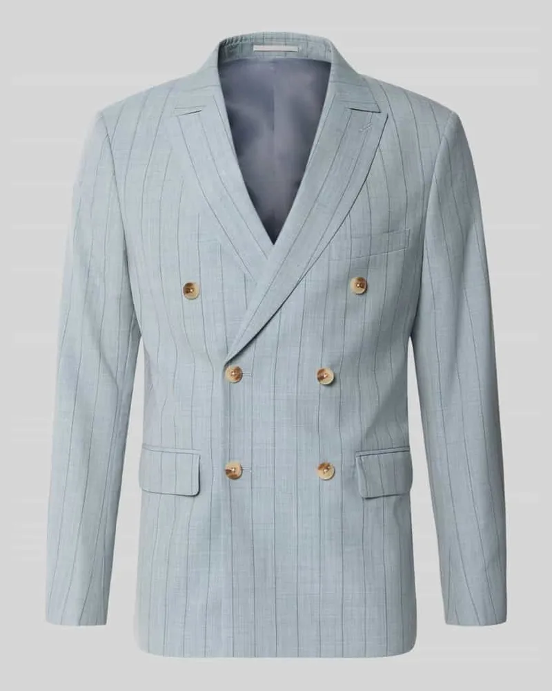 Matinique Slim Fit Sakko aus Wolle mit Doppelreihe Hellblau