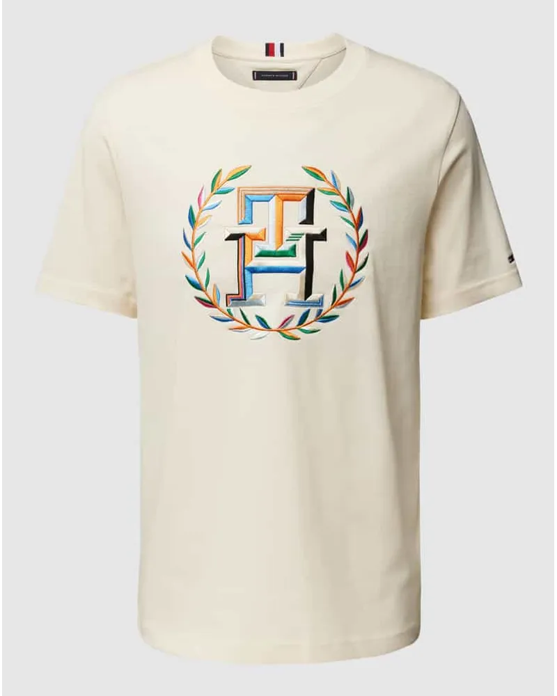 Tommy Hilfiger Regular Fit T-Shirt mit Label-Stitching Beige