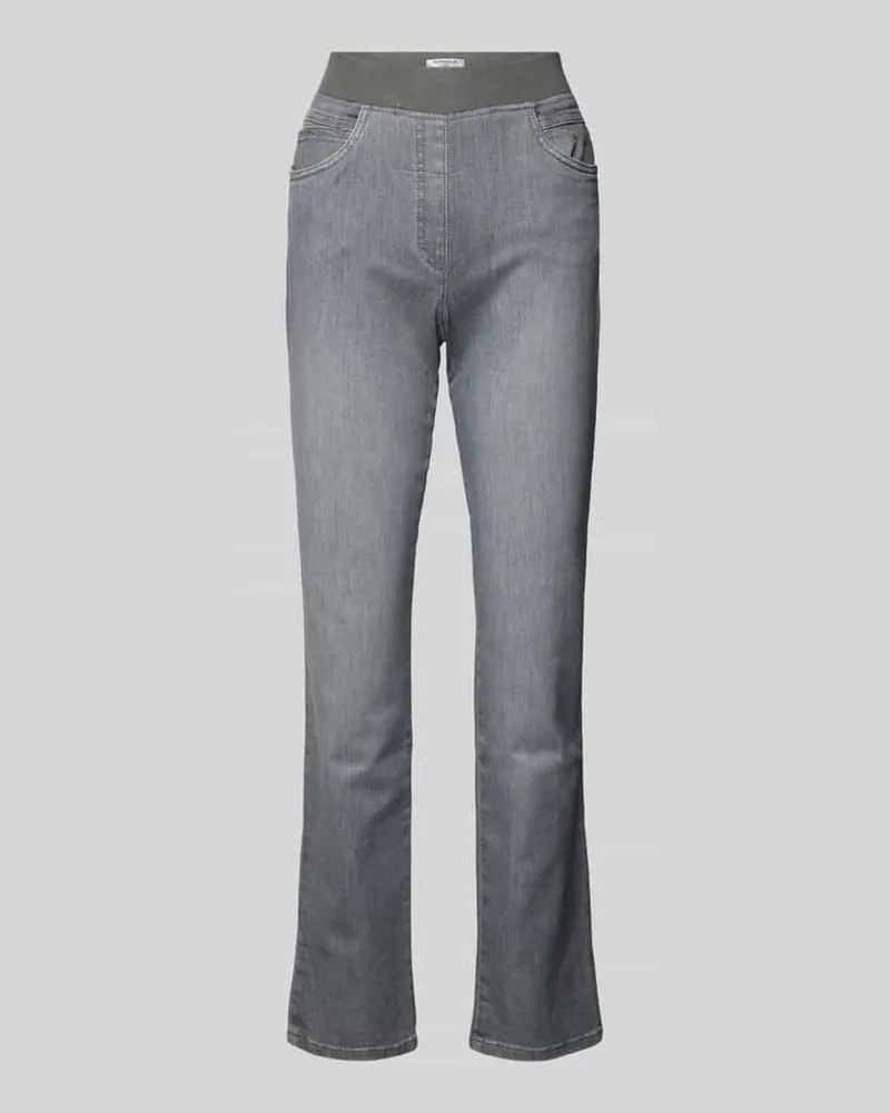 Brax Straight Fit Jeans mit elastischem Bund Hellgrau