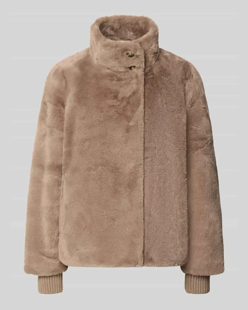 COMMA Jacke aus Kunstfell mit Eingrifftaschen Taupe