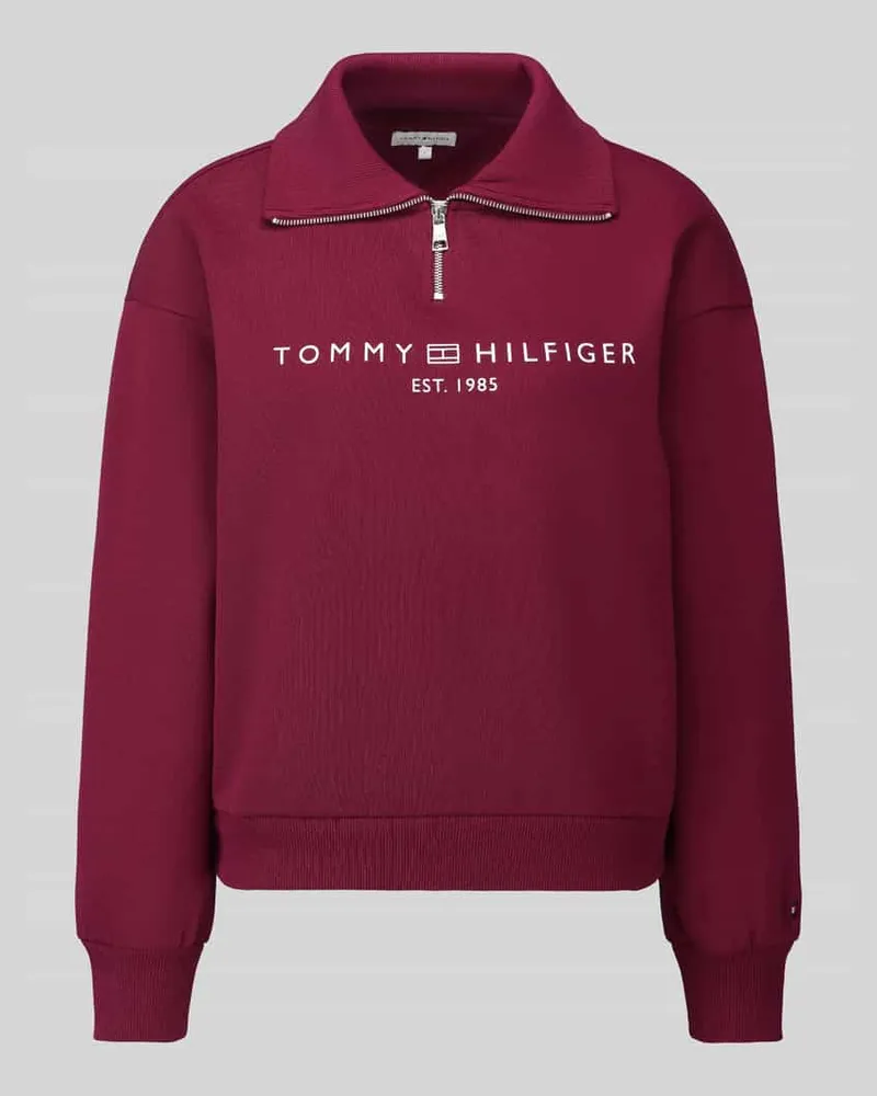 Tommy Hilfiger Sweatshirt mit Half-Zip-Kragen Dunkelrot