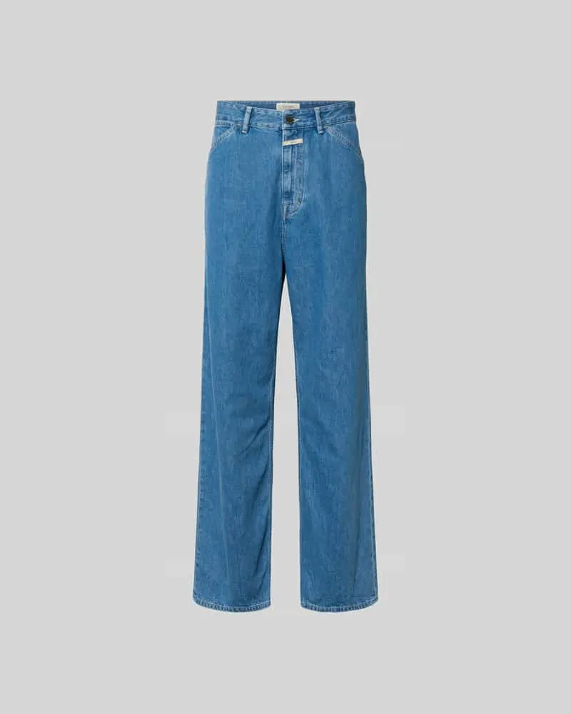Closed Straight Fit Jeans mit Logo-Patch Jeansblau