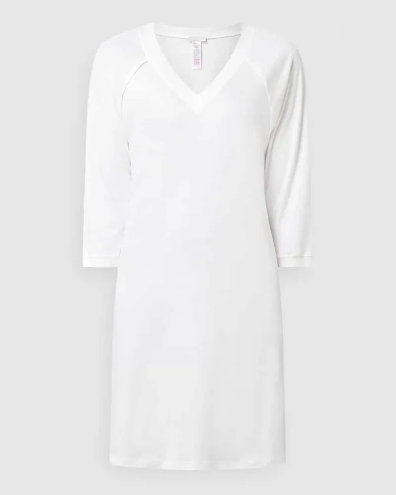 Hanro Nachthemd mit V-Ausschnitt und 3/4-Arm Offwhite