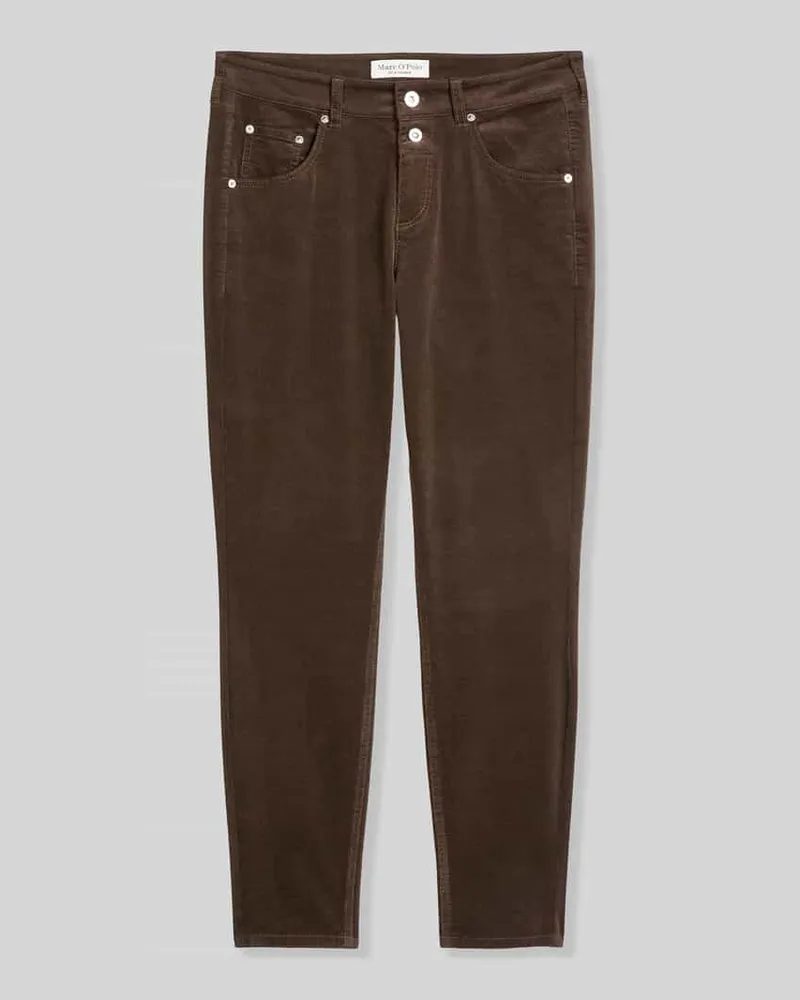 Marc O'Polo Boyfriend Fit Cordhose aus Baumwoll-Mix Dunkelbraun