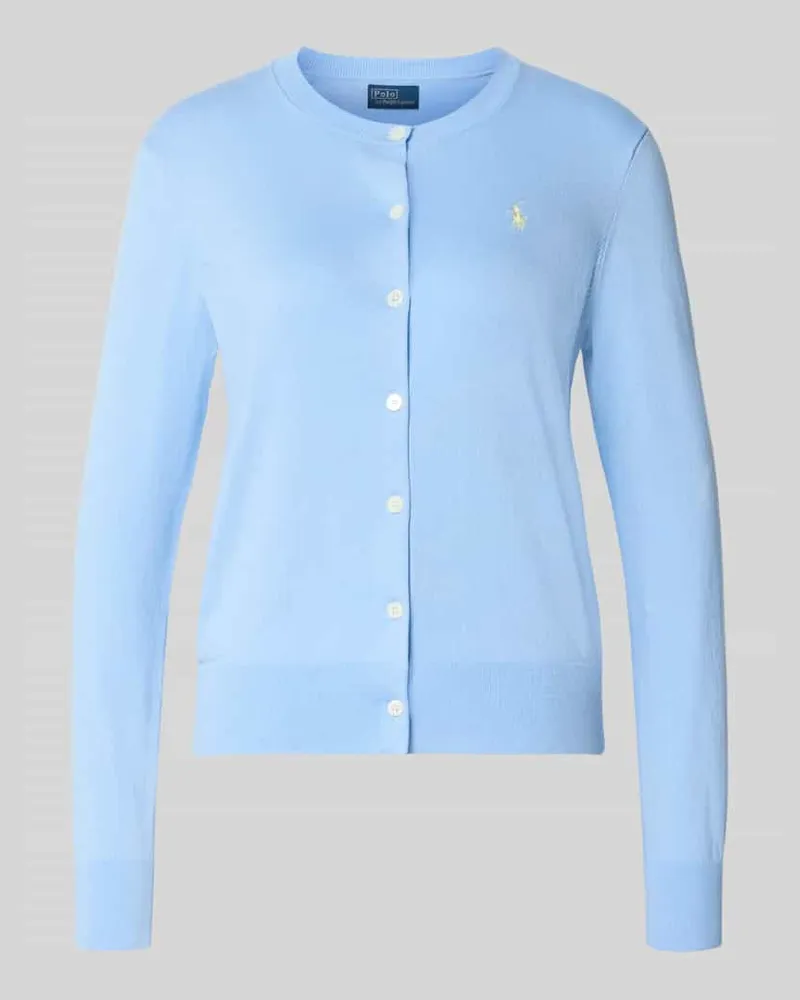 Ralph Lauren Regular Fit Strickjacke aus Baumwoll-Mix Hellblau