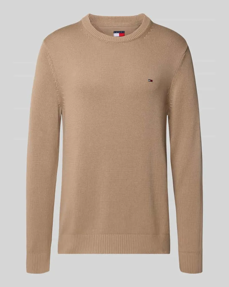 Tommy Hilfiger Regular Fit Strickpullover aus reiner Baumwolle Beige