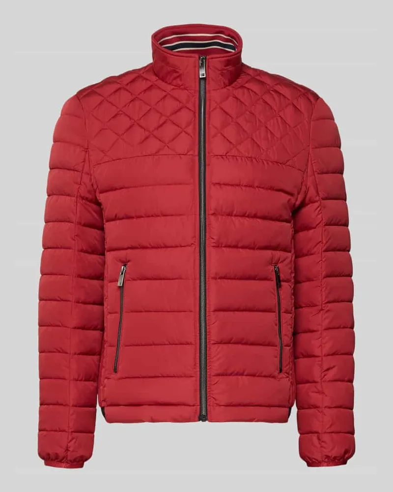 Christian Berg Slim Fit Steppjacke mit gefüttertem Kragen Rot