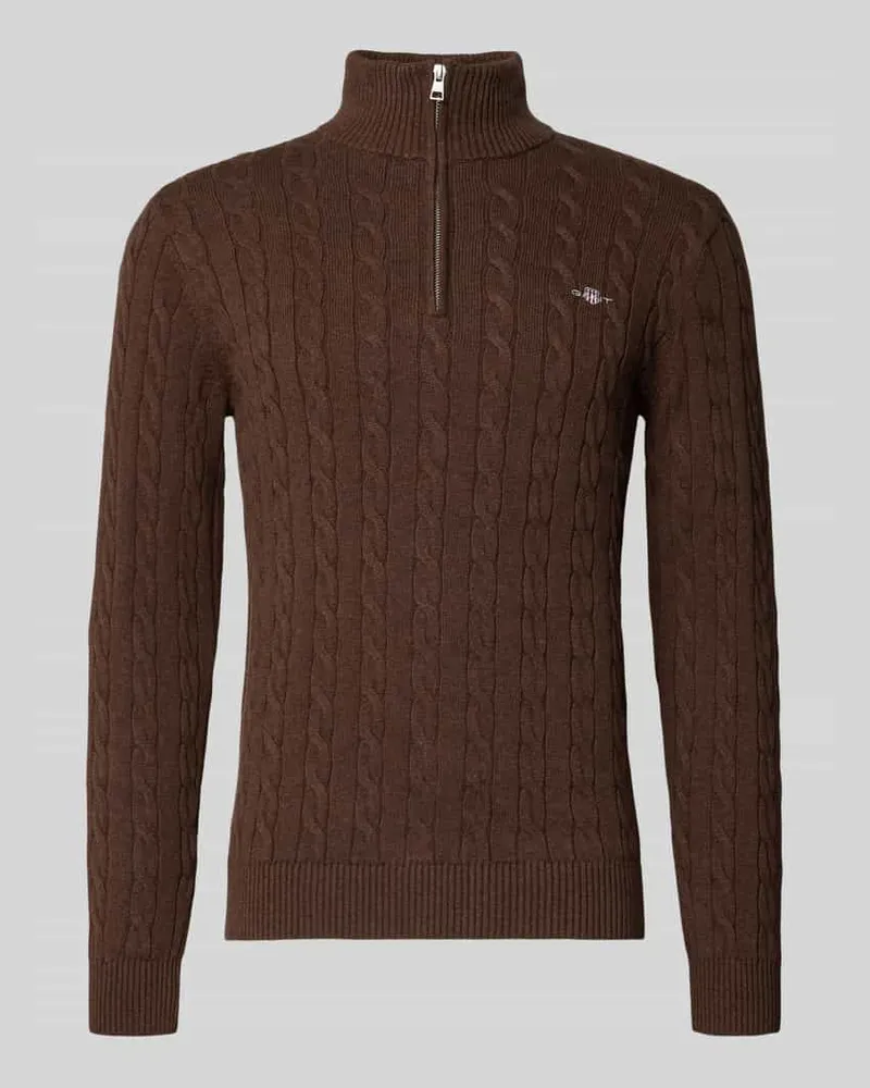 Gant Strickpullover mit gerippten Abschlüssen Schoko