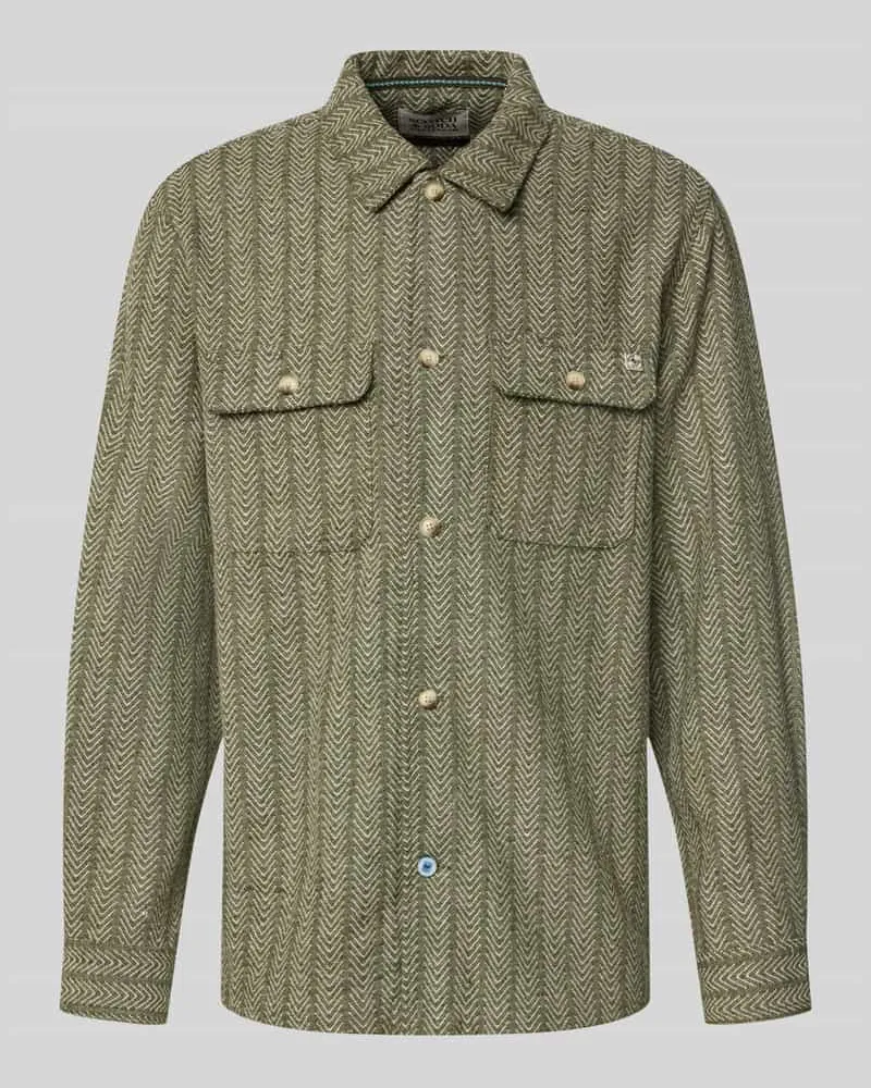 Scotch&Soda Relaxed Fit Hemdjacke mit Kentkragen und Brusttaschen Dunkelgruen