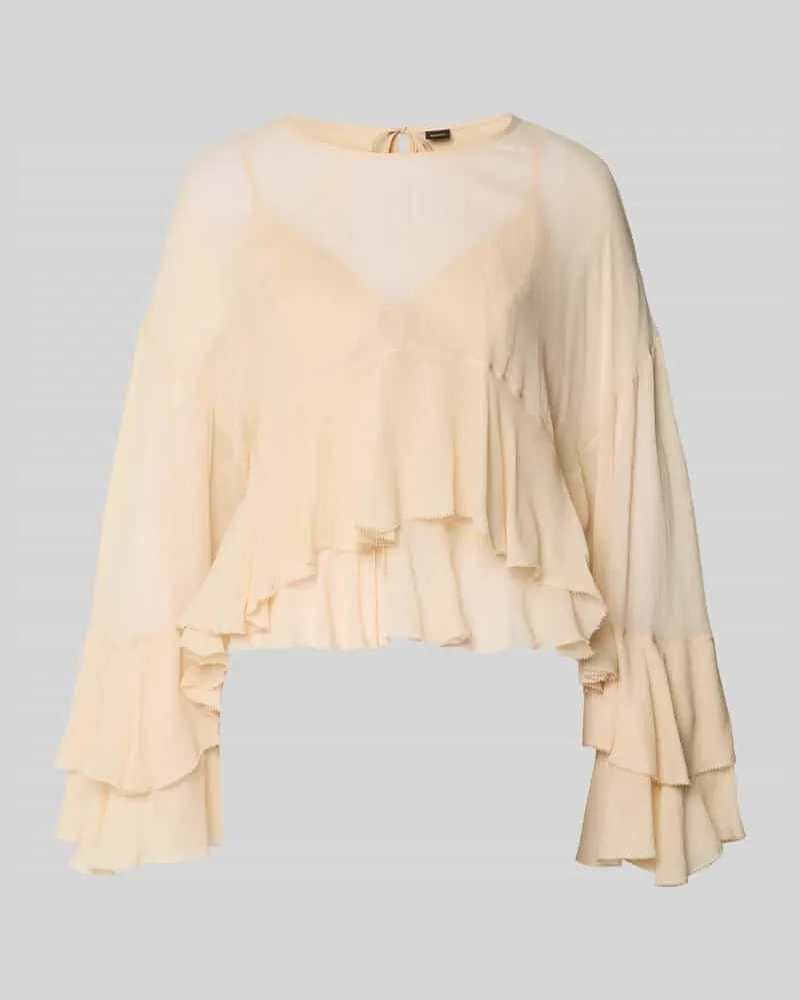 HUGO BOSS Slim Fit Langarmbluse aus reiner Viskose Modell 'BLEJA Ecru