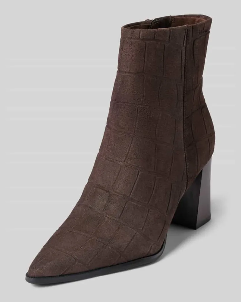 Tamaris Stiefelette aus Rindsnappa mit Blockabsatz Dunkelbraun