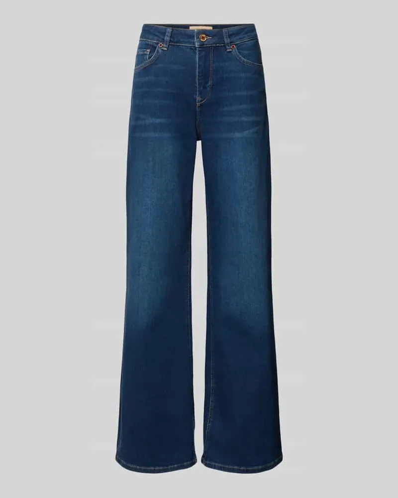 Mos Mosh Flared Fit Jeans im 5-Pocket-Design Modell 'Dara Dunkelblau