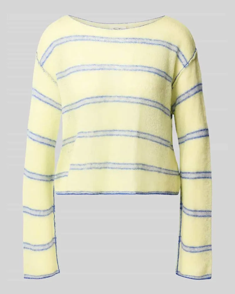 American Vintage Relaxed Fit Strickpullover aus Lyocell-Mix Modell 'BODYROW Hellgelb