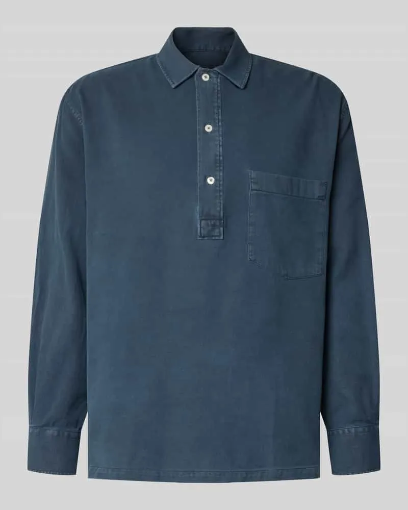 Officine Generale Regular Fit Poloshirt mit Polokragen Dunkelblau