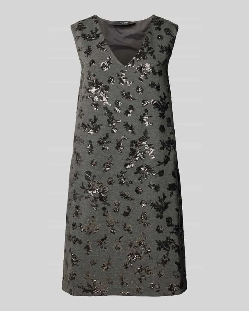 Max Mara Knielanges Kleid mit Paillettenbesatz Modell 'PESARO Dunkelgrau