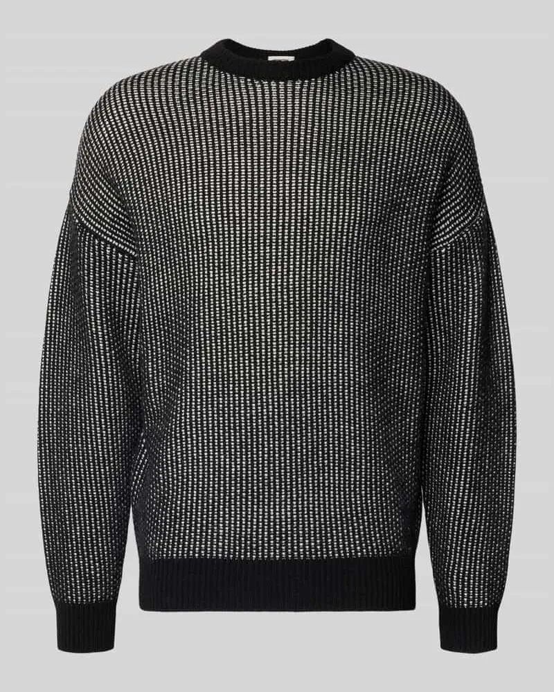Drykorn Strickpullover mit gerippten Abschlüssen Modell 'NEELIO Anthrazit