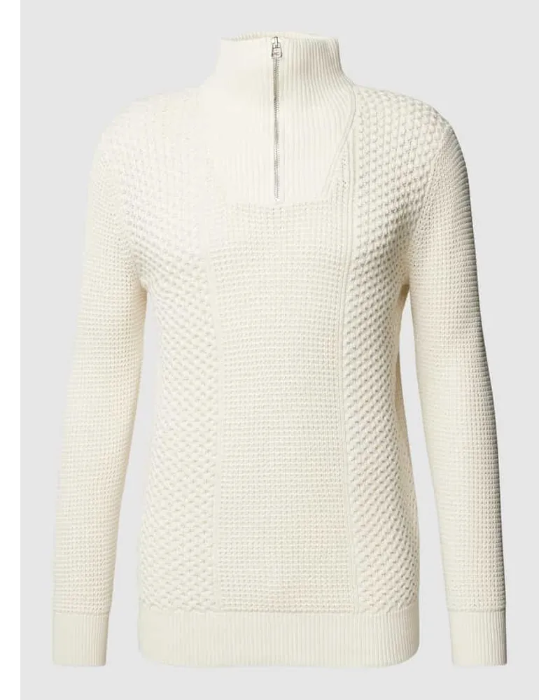 Esprit Strickpullover mit Troyer-Kragen Offwhite