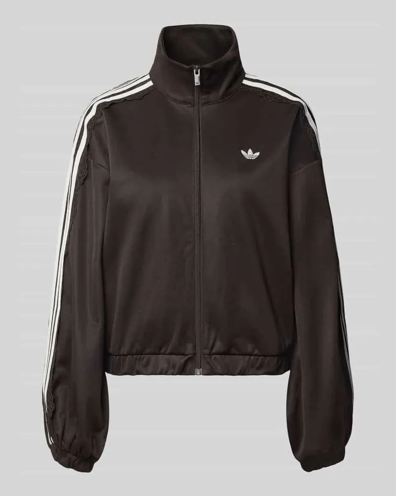 adidas Oversized Sweatjacke aus Baumwoll-Mix Modell 'LACE OVERSIZED Dunkelbraun