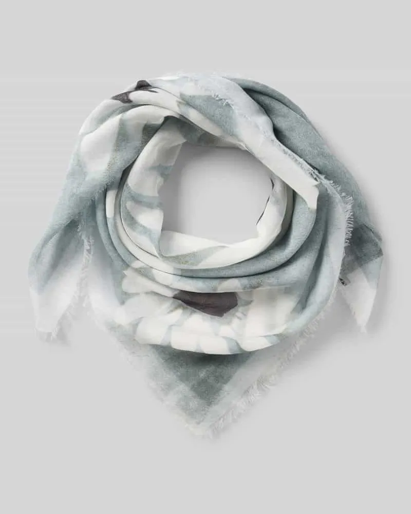Luisa Cerano Schal aus reiner Baumwolle mit floralem Allover-Print Rauchblau