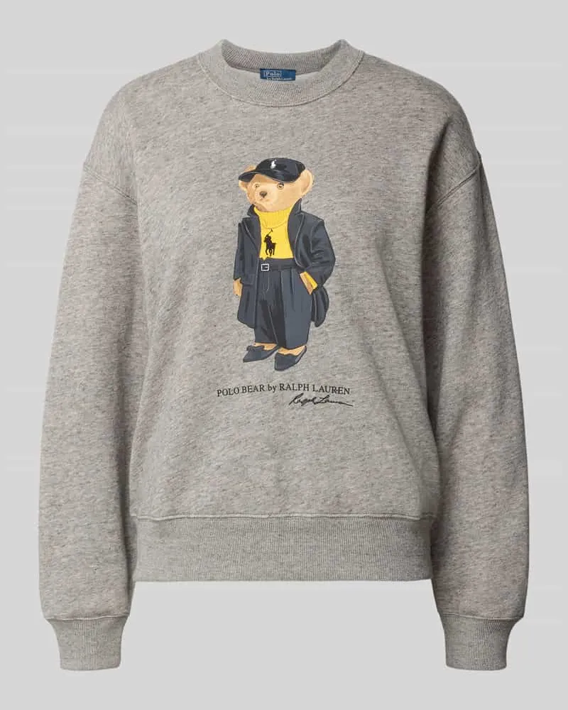 Ralph Lauren Sweatshirt mit Motiv-Print und Rundhalsausschnitt Dunkelgrau