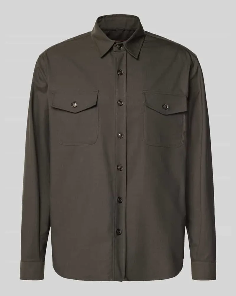 CRUNA Regular Fit Hemdjacke mit Brusttaschen Modell 'Osaka Khaki