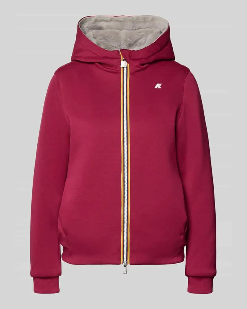 K-Way Sweatjacke mit Futter aus Kunstfell und Zweiwege-Reißverschluss Fuchsia