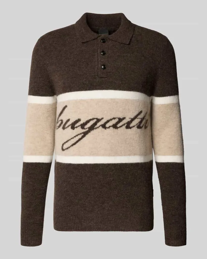Bugatti Slim Fit Pullover mit Woll-Anteil Mittelbraun